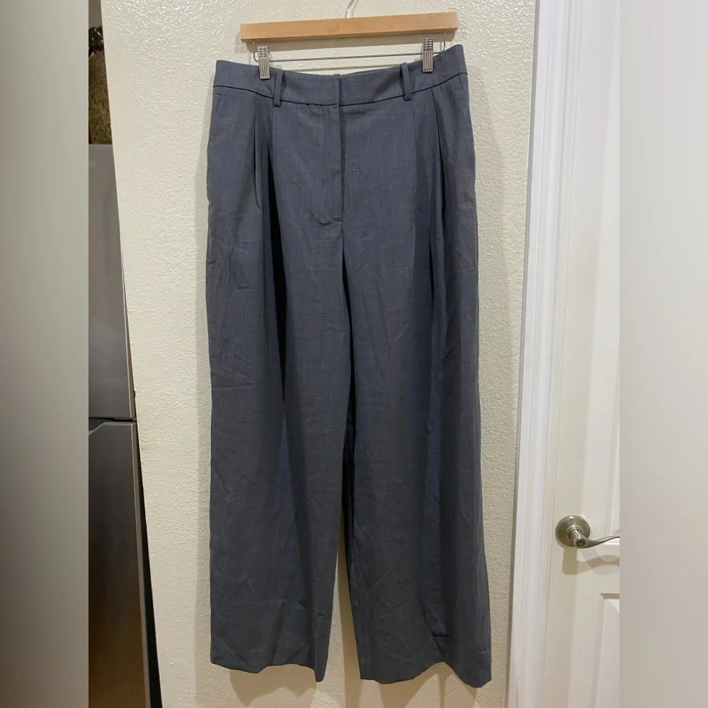 NWT & Other Stories Gray Pleated Wide-Leg Tailored Wool Trousers MSRP $179 - Picture 5 of 12